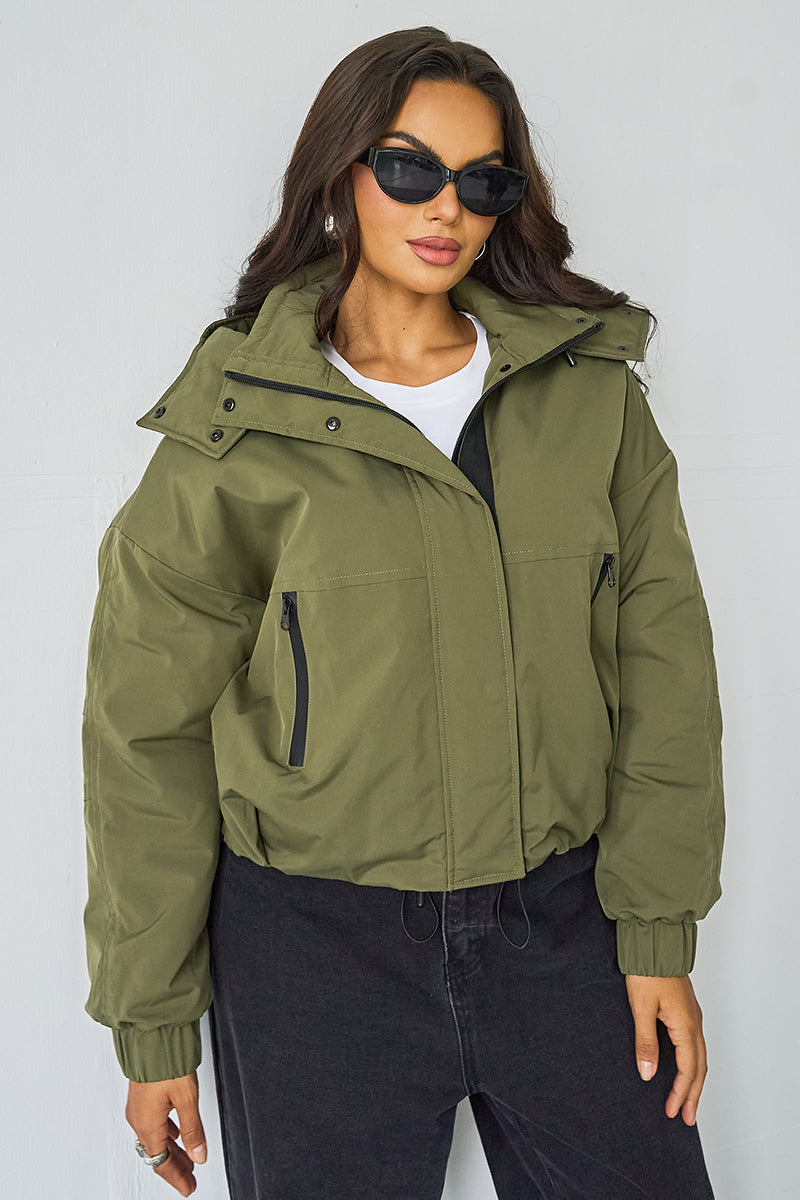 Hooded Zip-Up Trench – Stand Collar & Toggle Fit