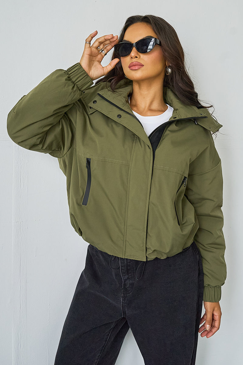 Hooded Zip-Up Trench – Stand Collar & Toggle Fit