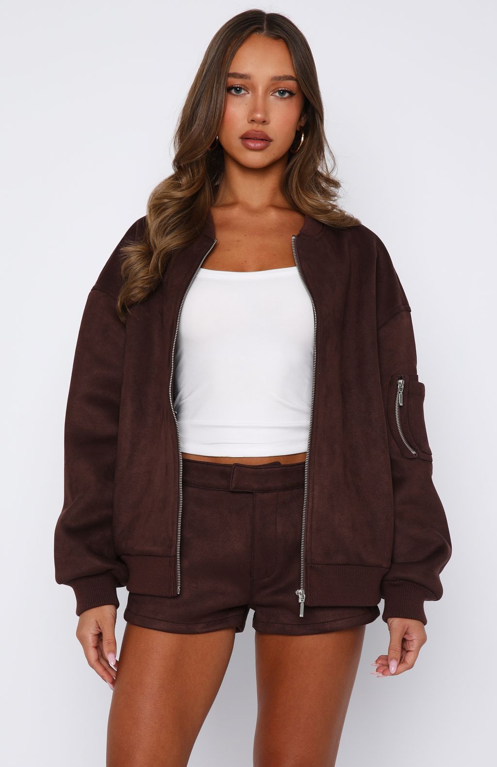 Confidence Level Suede Jacket Chocolate