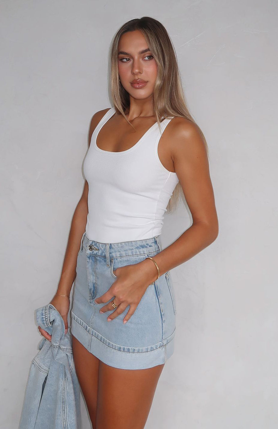 Charlotte Denim Mini Skirt Tan Wash
