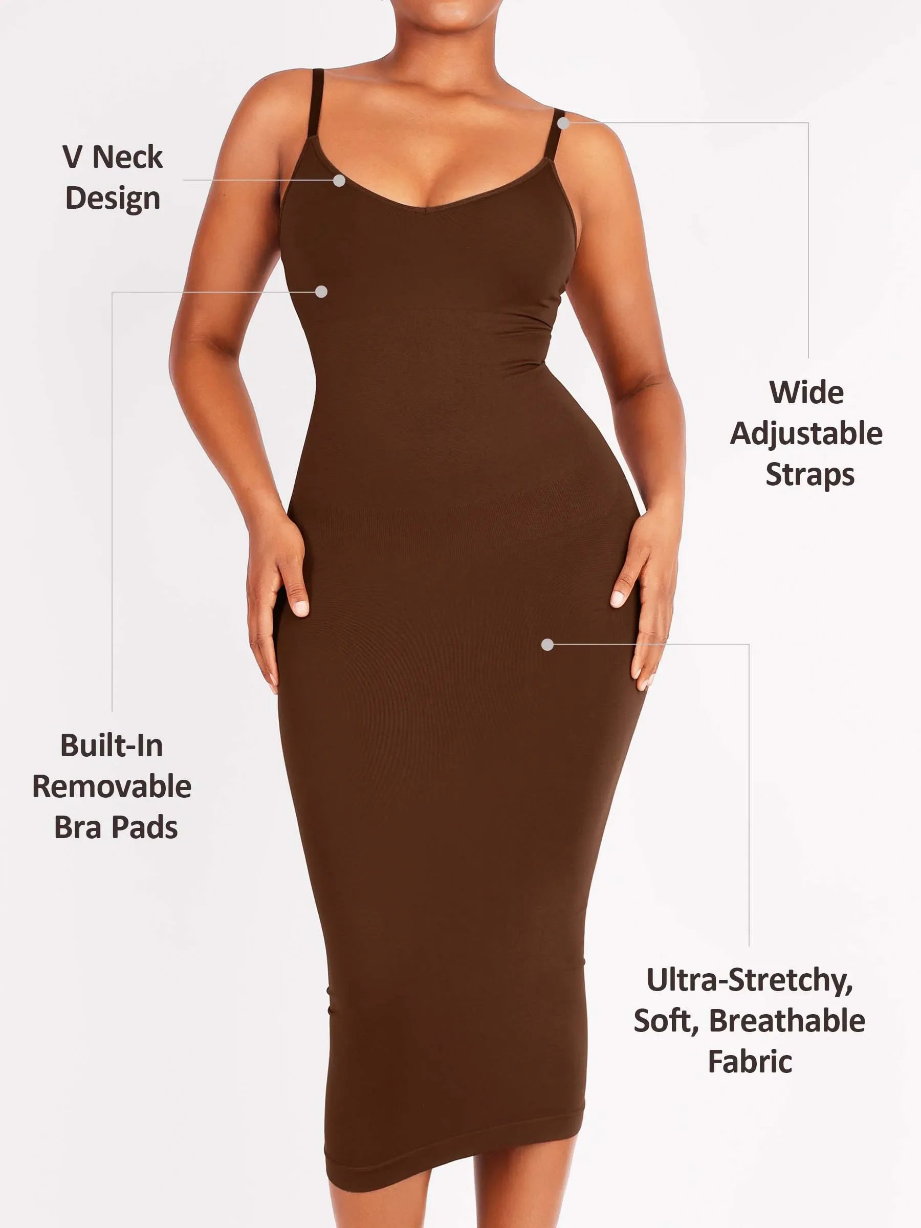 Feelingirl Seamless Midi Body Shaper Dress
