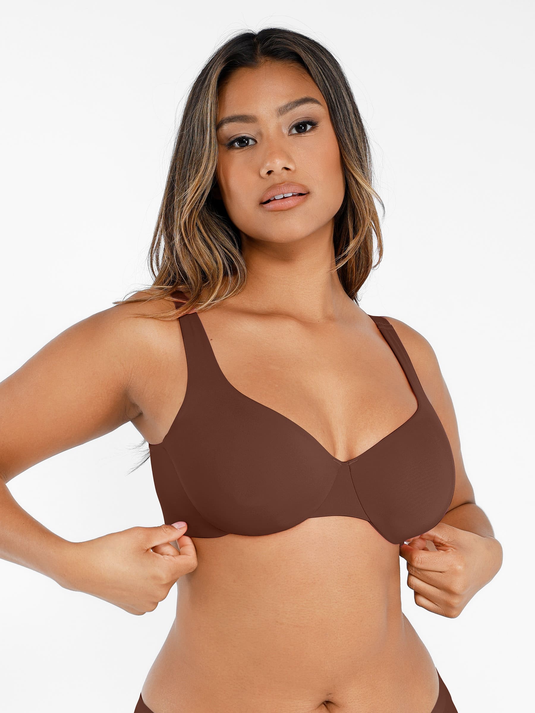 Feelingirl Underwire Adjustable Deep V-neck Bra