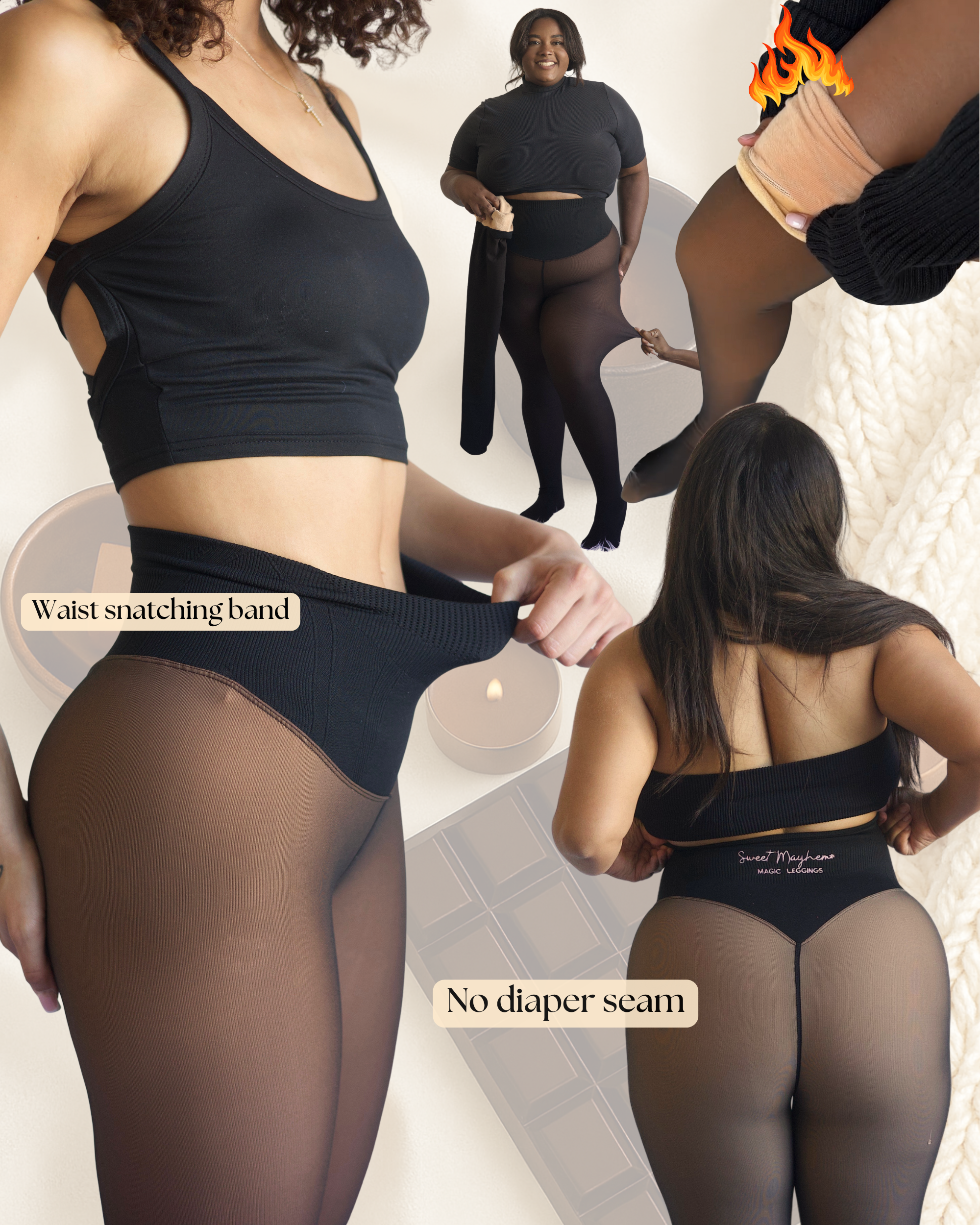 Thermal Sheer-Look Fleece Leggings – High-Waist, Footed Opaque Tights