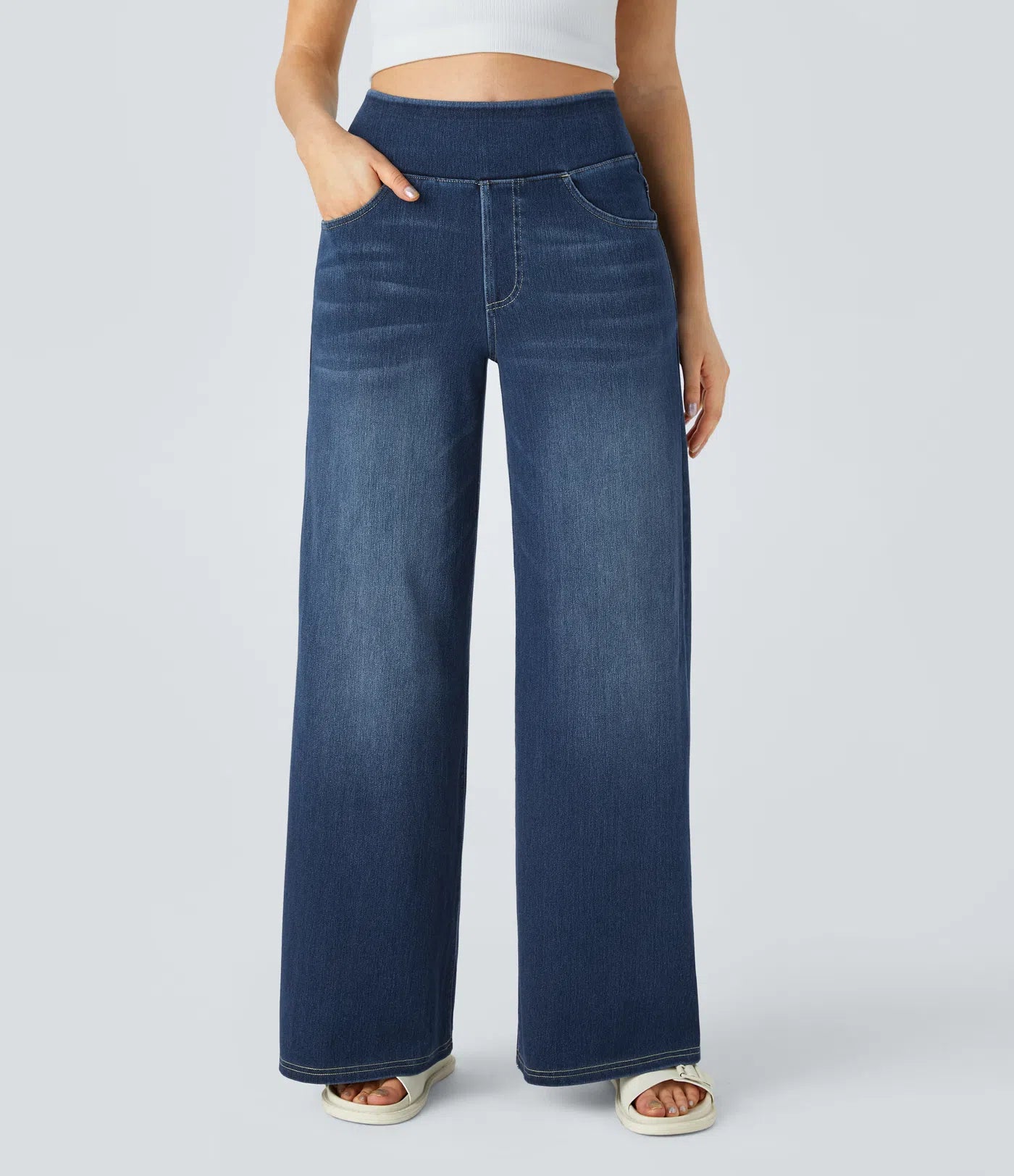 High-Waist Wide-Leg Jeans – Stretch Fit