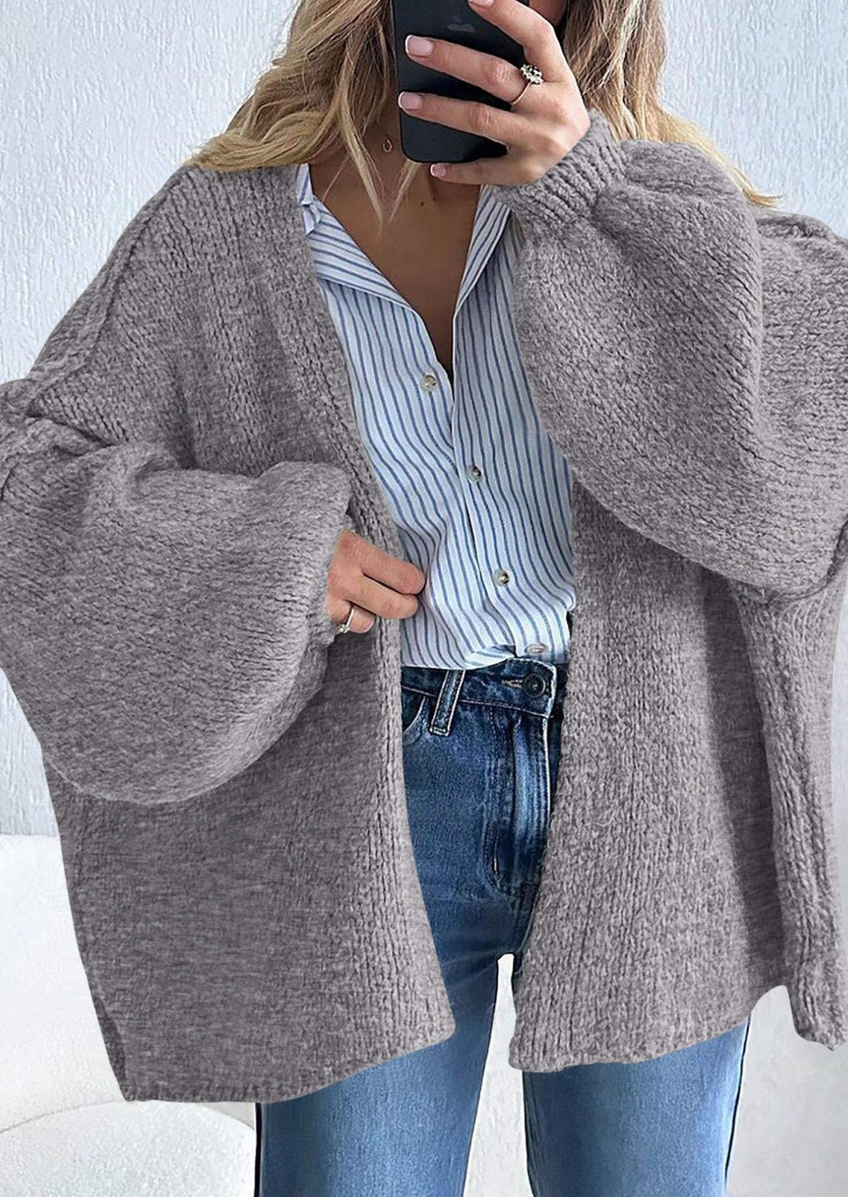 Oversized Open-Front Cardigan – Lantern Slee