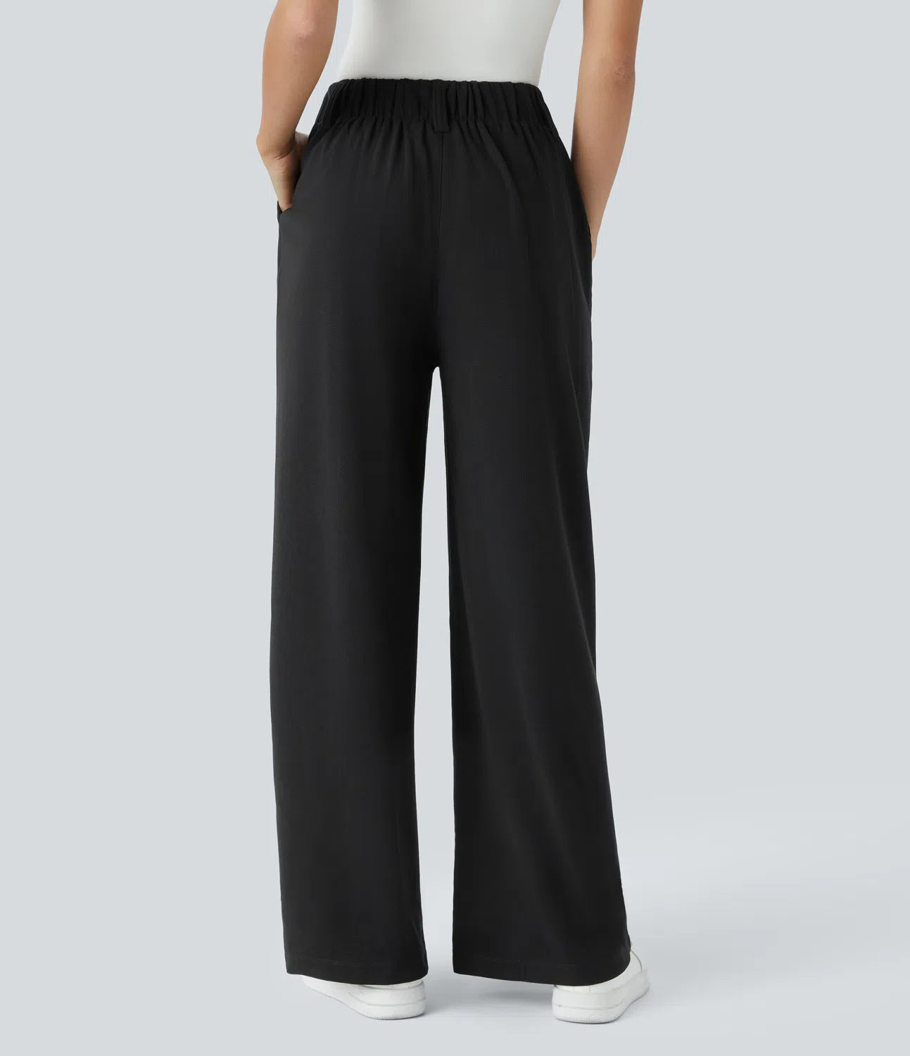 Embossed Wide-Leg Tailored Pants – High-Waist Fit
