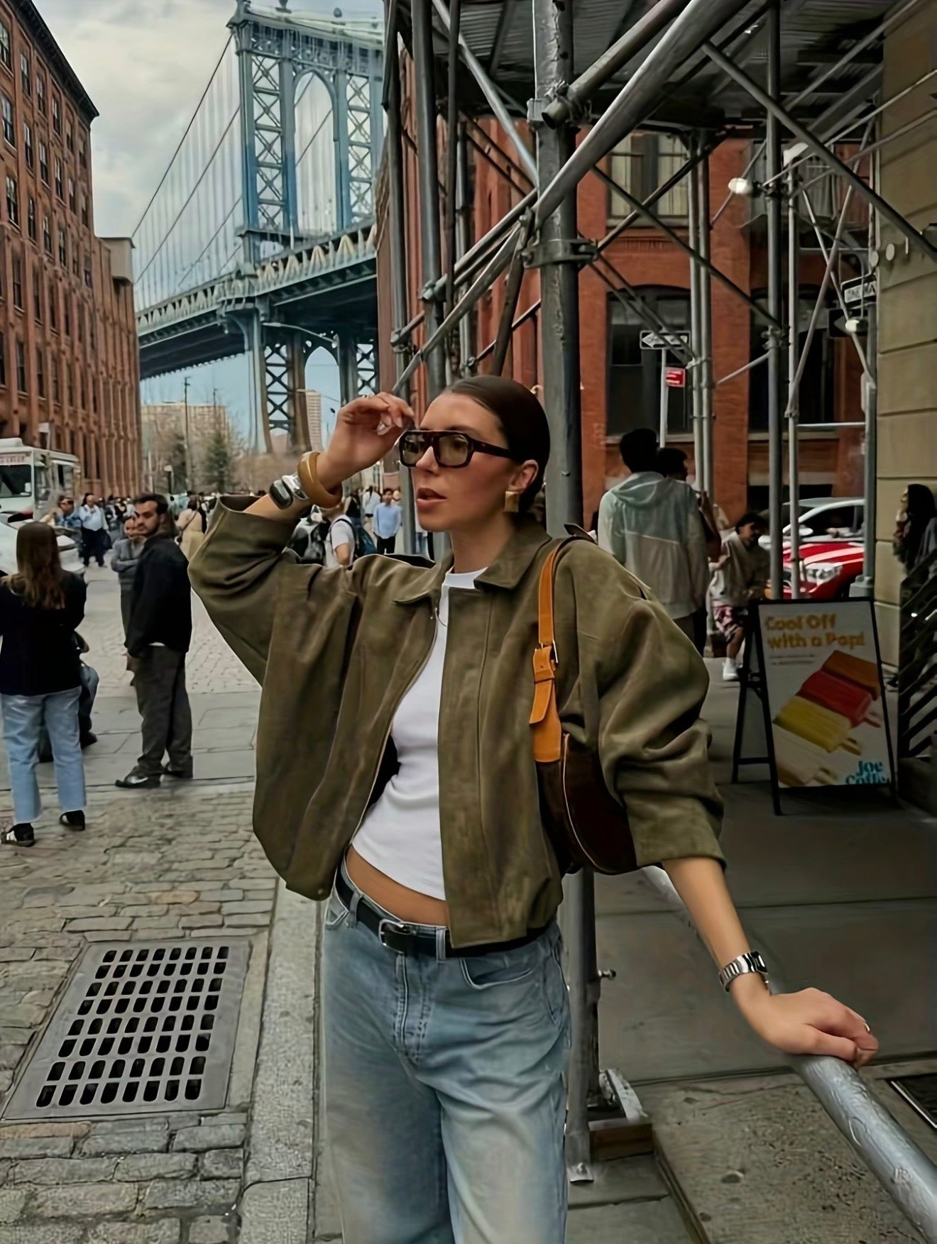 Vintage Oversized Suede Bomber Jacket - Relaxed Zip Fit