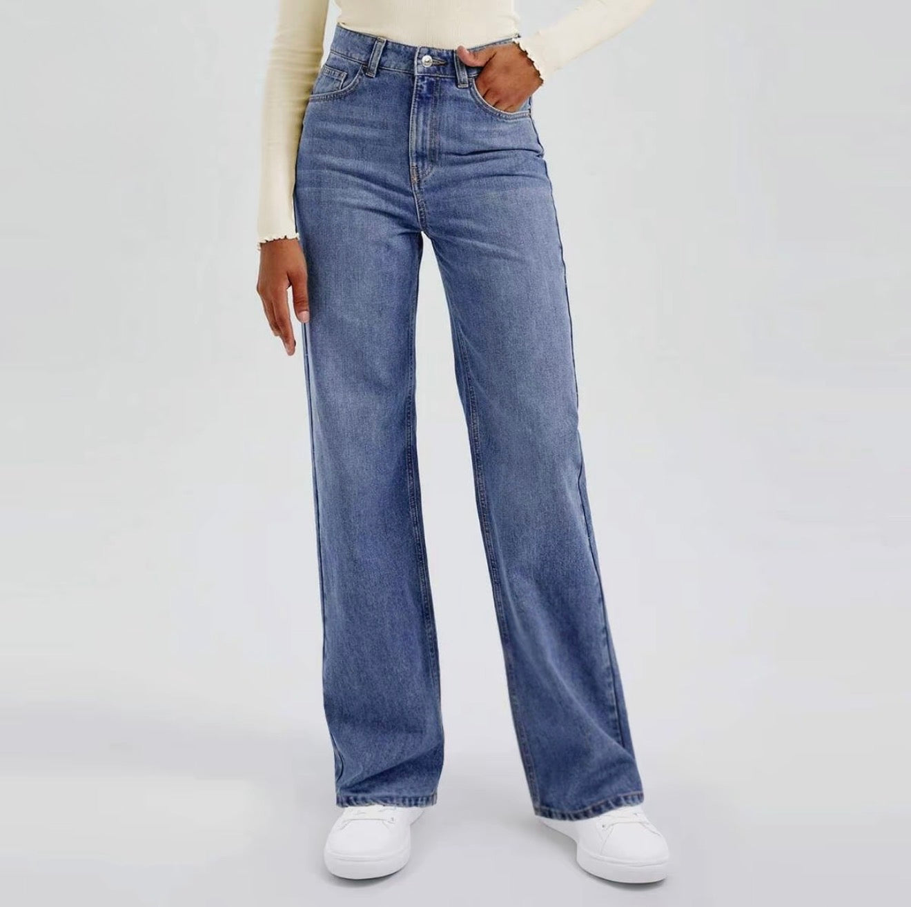 High-Waist Wide-Leg Jeans – Casual Urban Cut