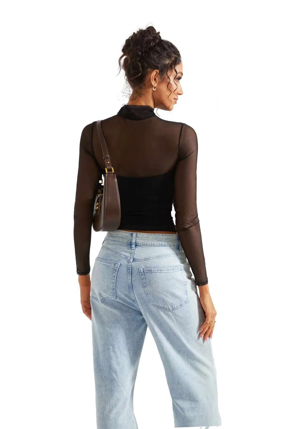 Contour Turtleneck Mesh Bodysuit – Sculpt Fit, Sheer Long Sleeves