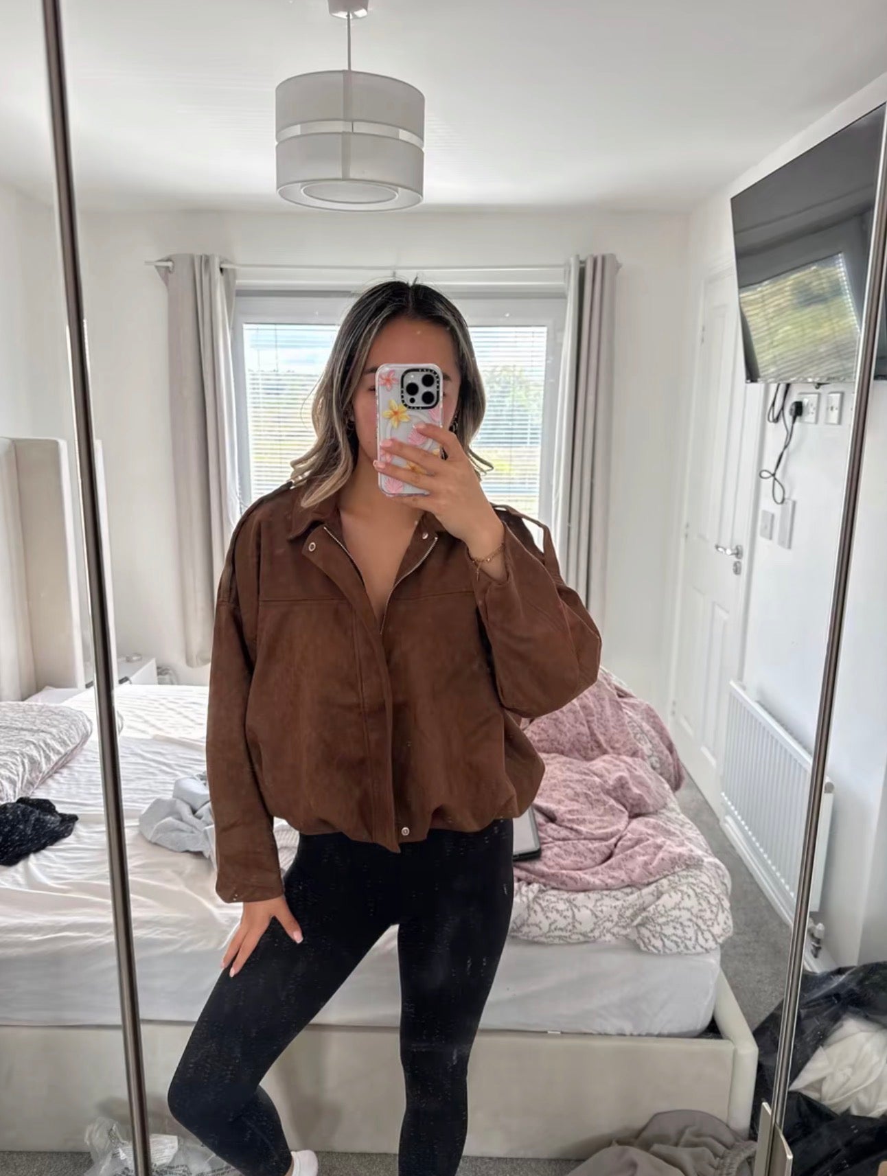 PHOTO Vintage Oversized Suede Bomber Jacket - Relaxed Zip Fit