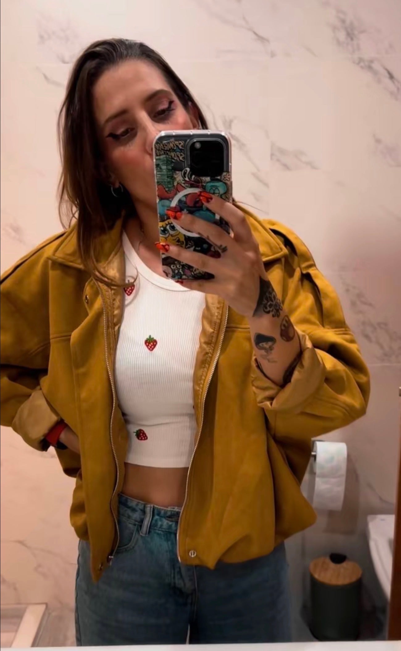 PHOTO Vintage Oversized Suede Bomber Jacket - Relaxed Zip Fit