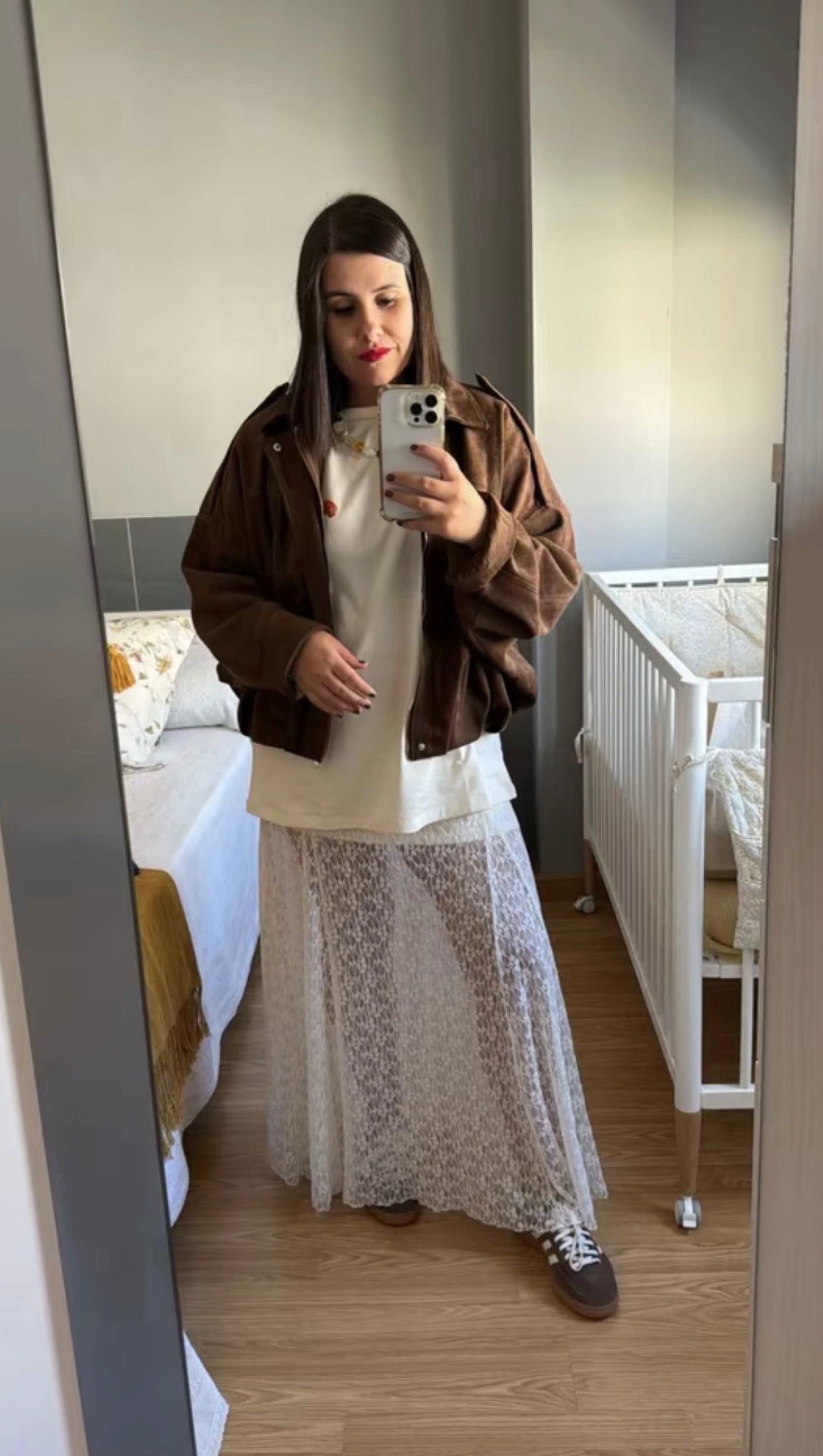 PHOTO Vintage Oversized Suede Bomber Jacket - Relaxed Zip Fit