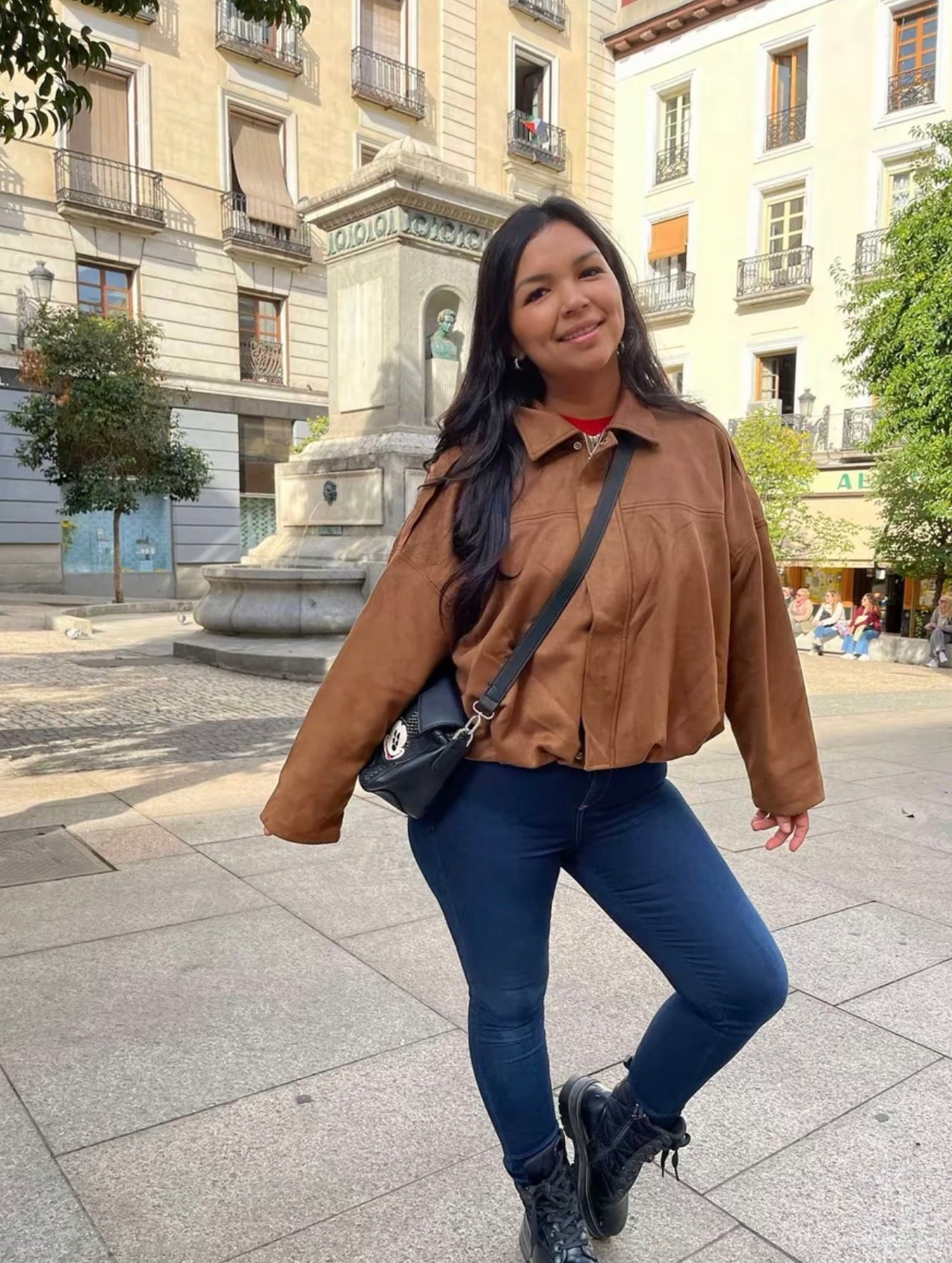 PHOTO Vintage Oversized Suede Bomber Jacket - Relaxed Zip Fit