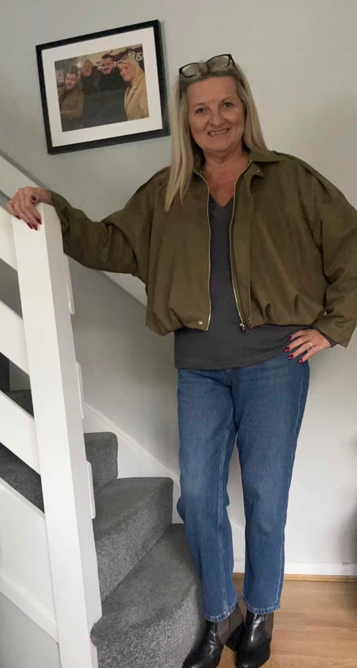 PHOTO Vintage Oversized Suede Bomber Jacket - Relaxed Zip Fit