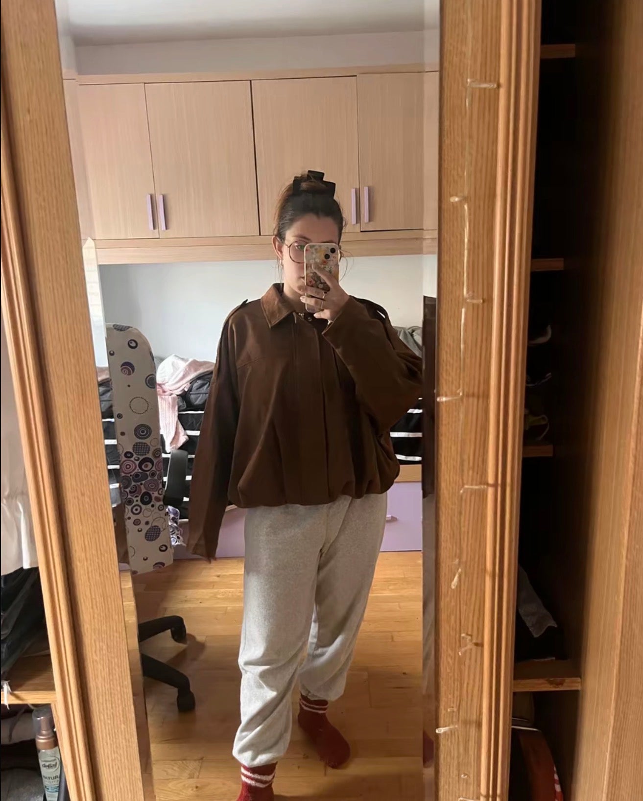 PHOTO Vintage Oversized Suede Bomber Jacket - Relaxed Zip Fit