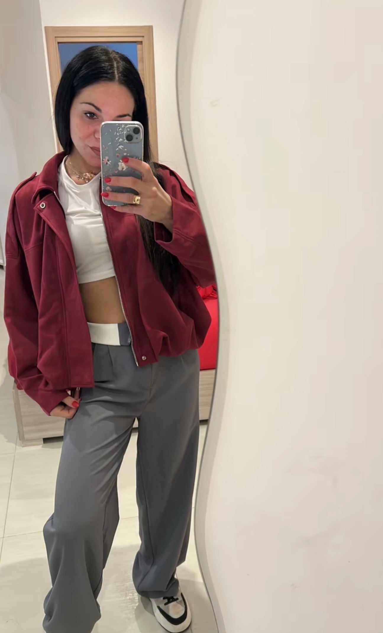 PHOTO Vintage Oversized Suede Bomber Jacket - Relaxed Zip Fit