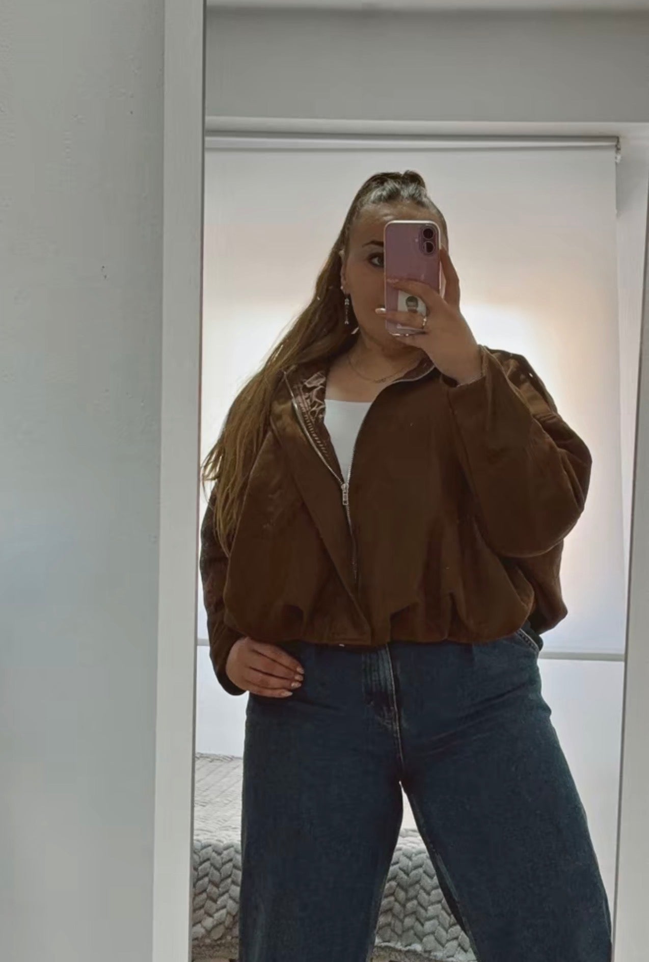 PHOTO Vintage Oversized Suede Bomber Jacket - Relaxed Zip Fit