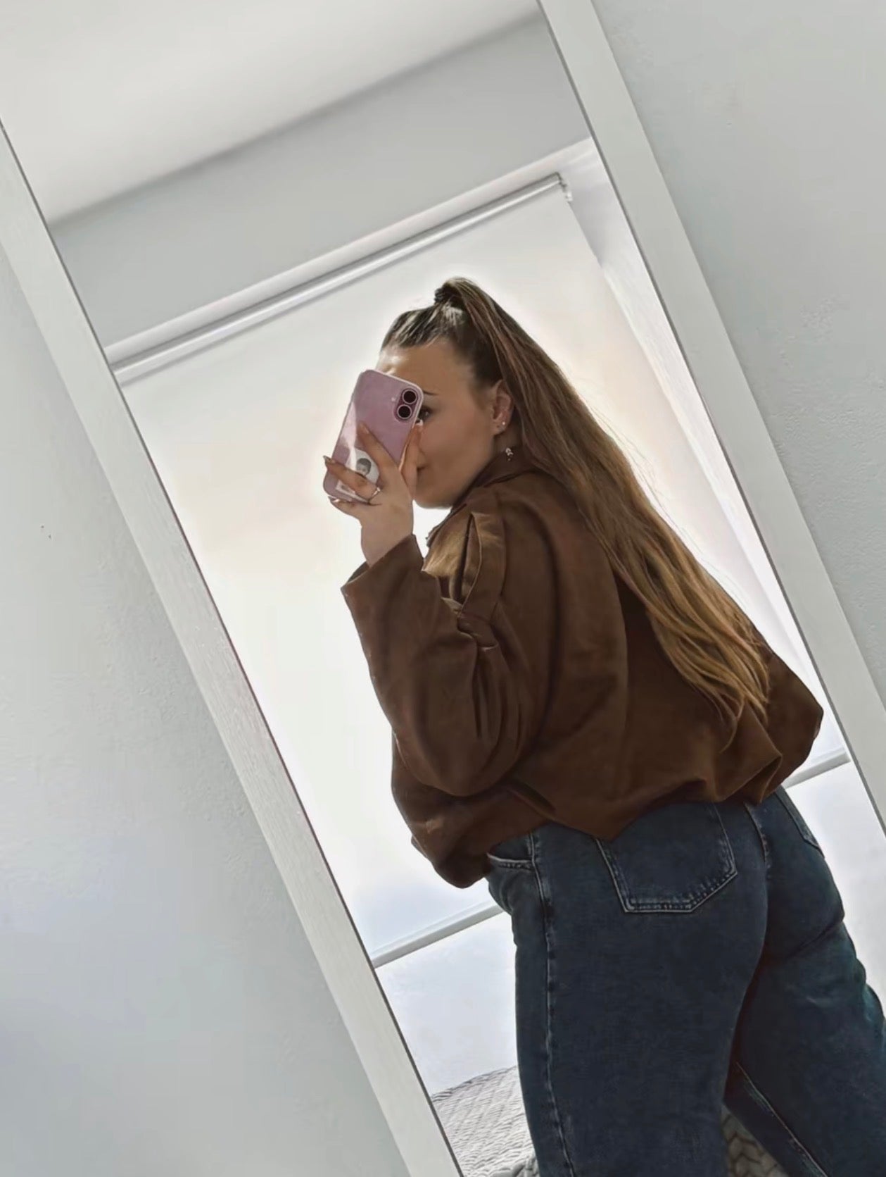 PHOTO Vintage Oversized Suede Bomber Jacket - Relaxed Zip Fit