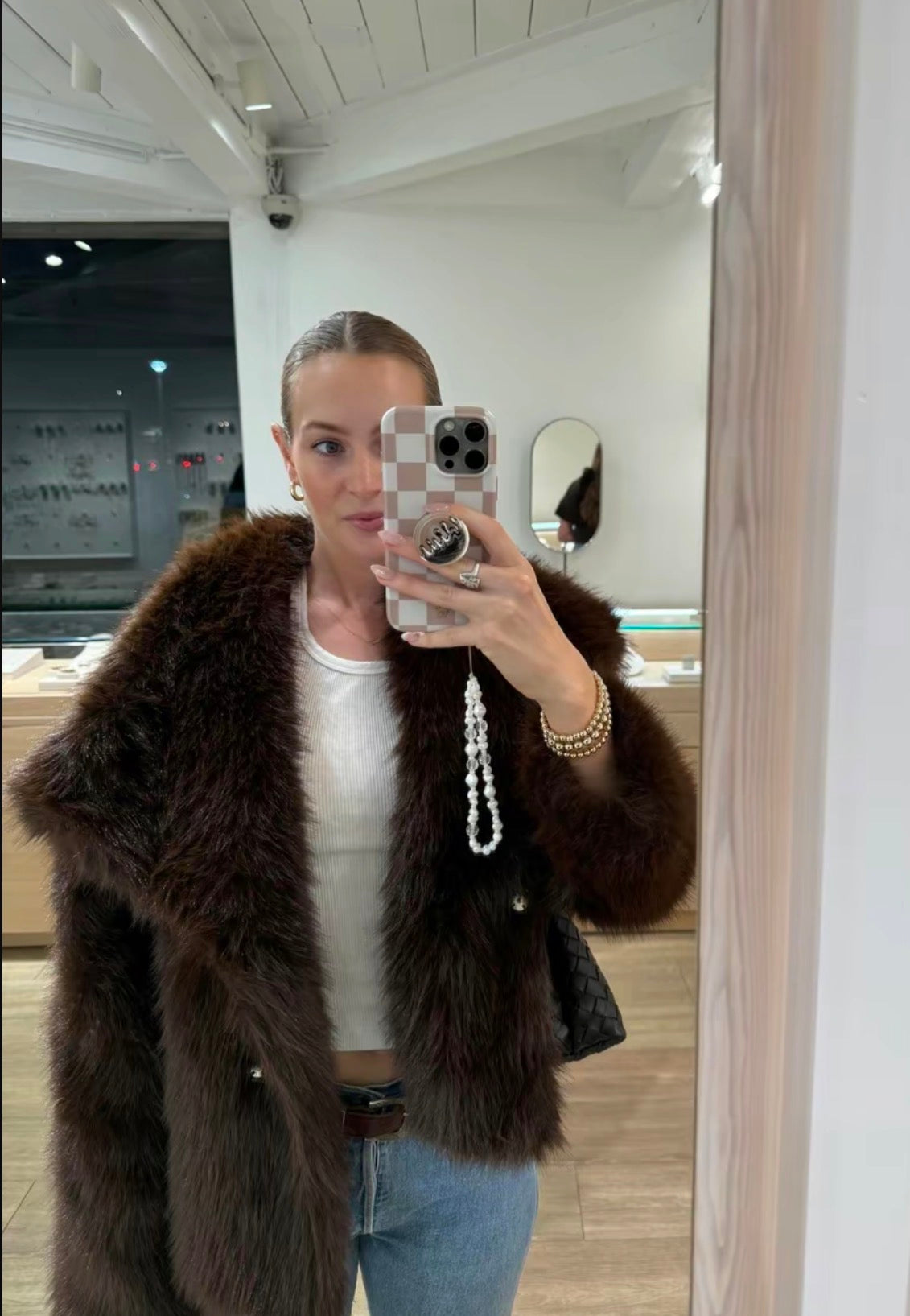 Weekend Away Fur Jacket Chocolate