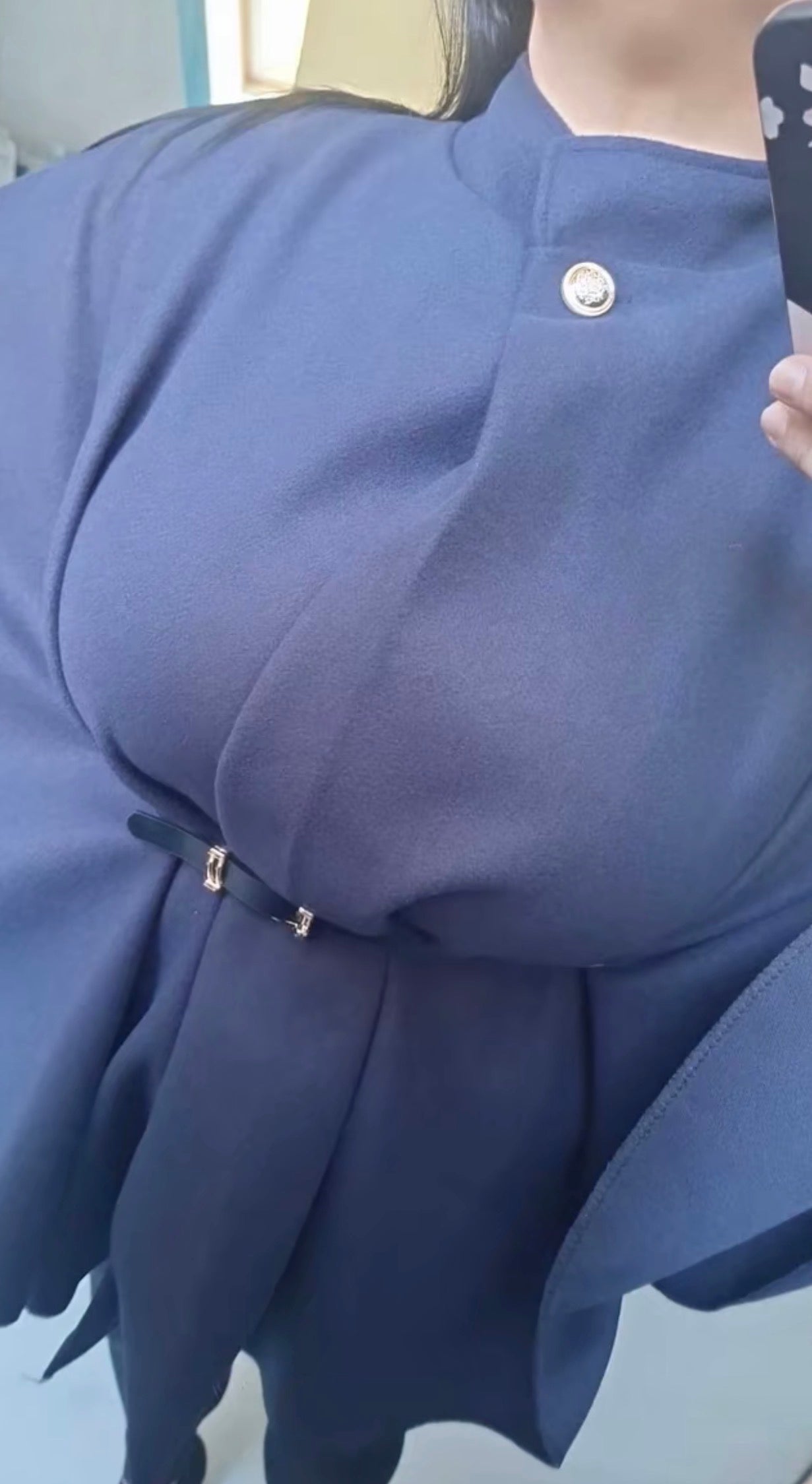 PHOTO Belted High-Neck Cape – One Size Oversized Fit