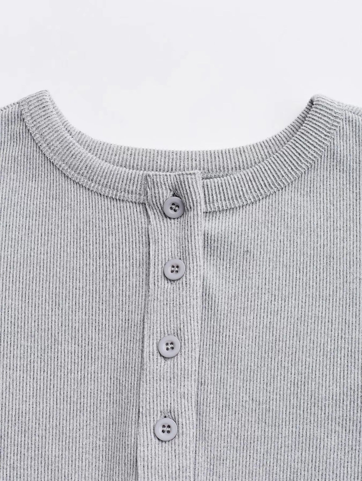 Two-piece Set Women's Solid Button Front Ribbed Crop Top & Elastic Waist Pants, Casual Long Sleeve Round Neck Top & Trousers 2 Piece Set for Spring & Fall, Women's Clothes for Daily Wear