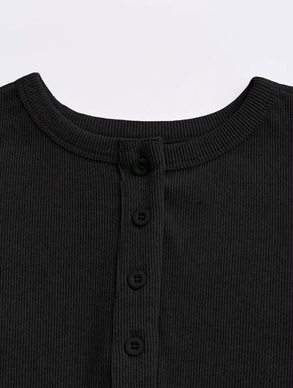 Two-piece Set Women's Solid Button Front Ribbed Crop Top & Elastic Waist Pants, Casual Long Sleeve Round Neck Top & Trousers 2 Piece Set for Spring & Fall, Women's Clothes for Daily Wear