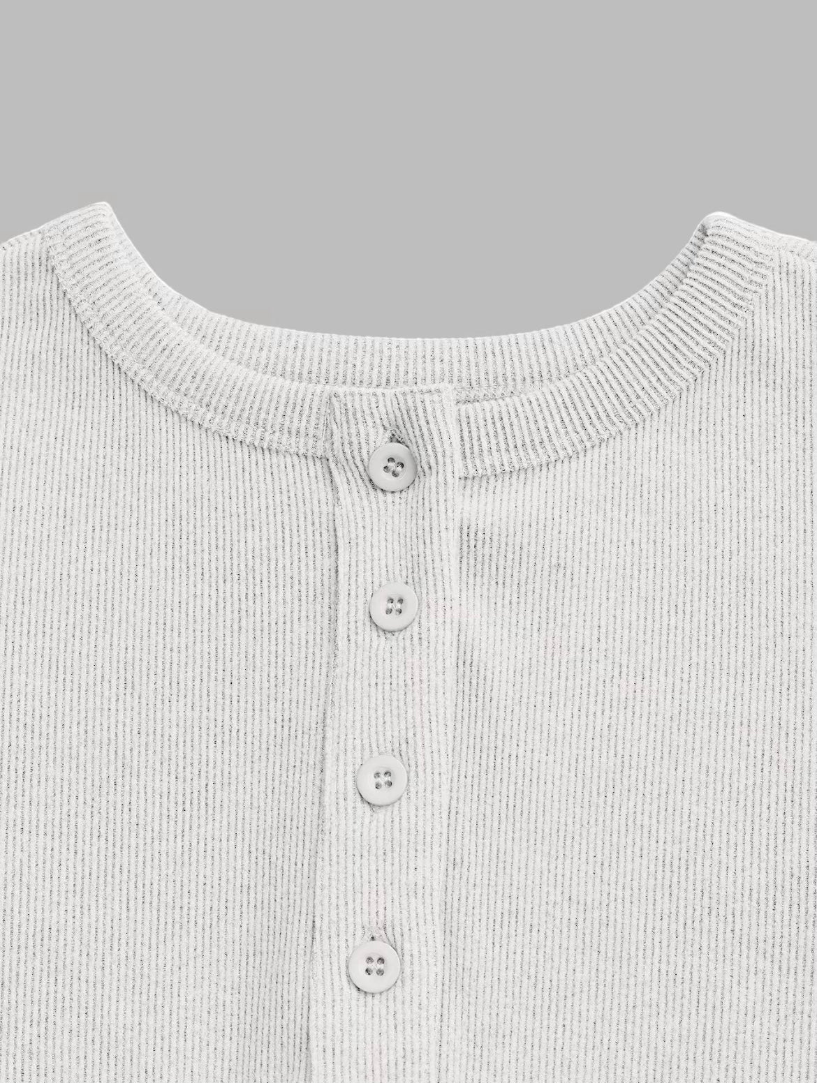 Two-piece Set Women's Solid Button Front Ribbed Crop Top & Elastic Waist Pants, Casual Long Sleeve Round Neck Top & Trousers 2 Piece Set for Spring & Fall, Women's Clothes for Daily Wear