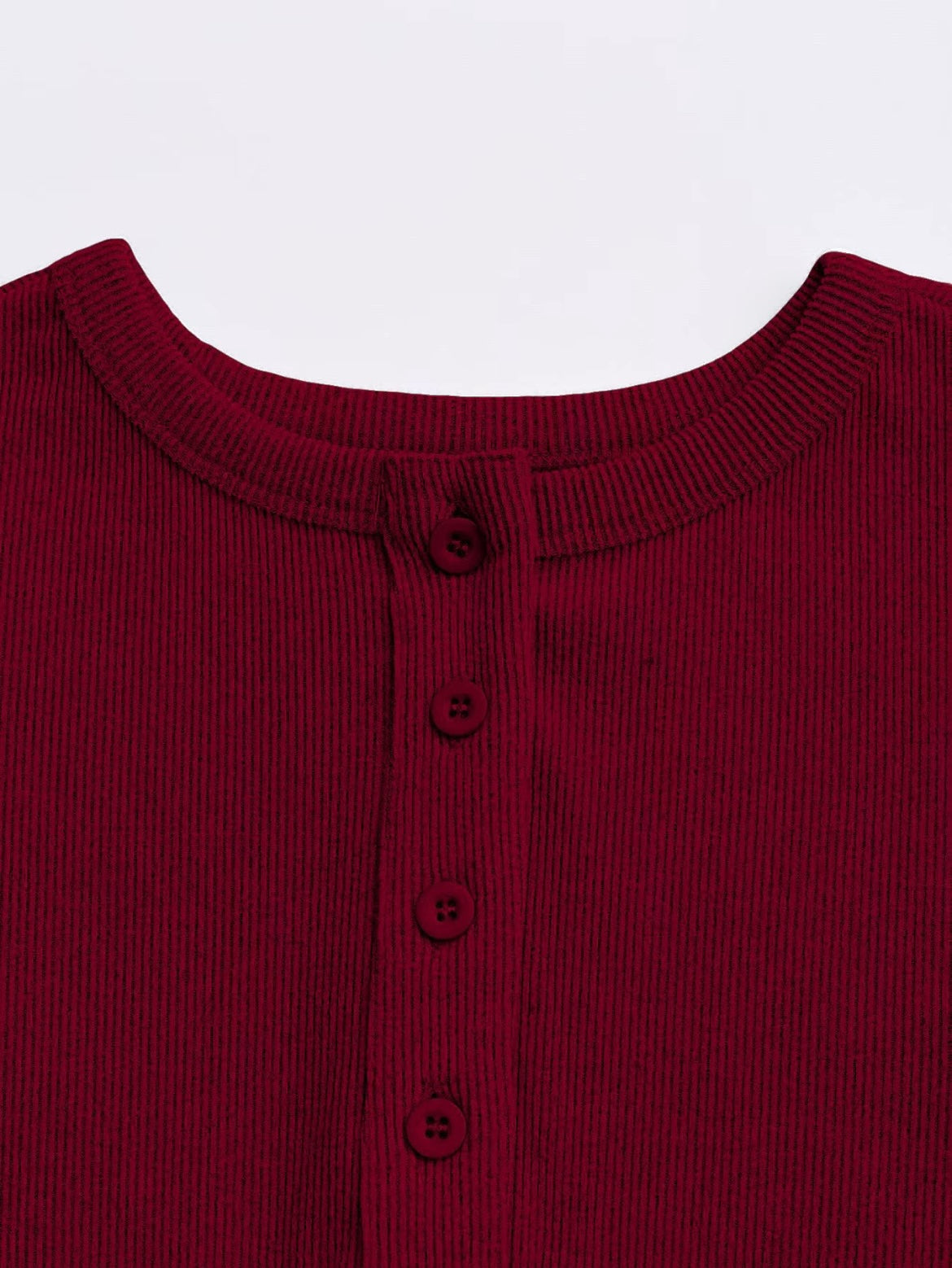 Two-piece Set Women's Solid Button Front Ribbed Crop Top & Elastic Waist Pants, Casual Long Sleeve Round Neck Top & Trousers 2 Piece Set for Spring & Fall, Women's Clothes for Daily Wear