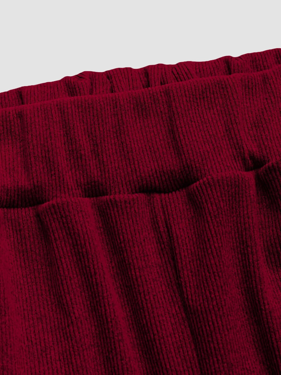 Two-piece Set Women's Solid Button Front Ribbed Crop Top & Elastic Waist Pants, Casual Long Sleeve Round Neck Top & Trousers 2 Piece Set for Spring & Fall, Women's Clothes for Daily Wear