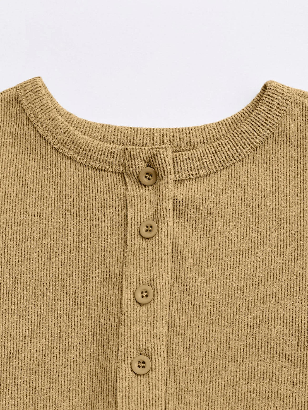 Two-piece Set Women's Solid Button Front Ribbed Crop Top & Elastic Waist Pants, Casual Long Sleeve Round Neck Top & Trousers 2 Piece Set for Spring & Fall, Women's Clothes for Daily Wear