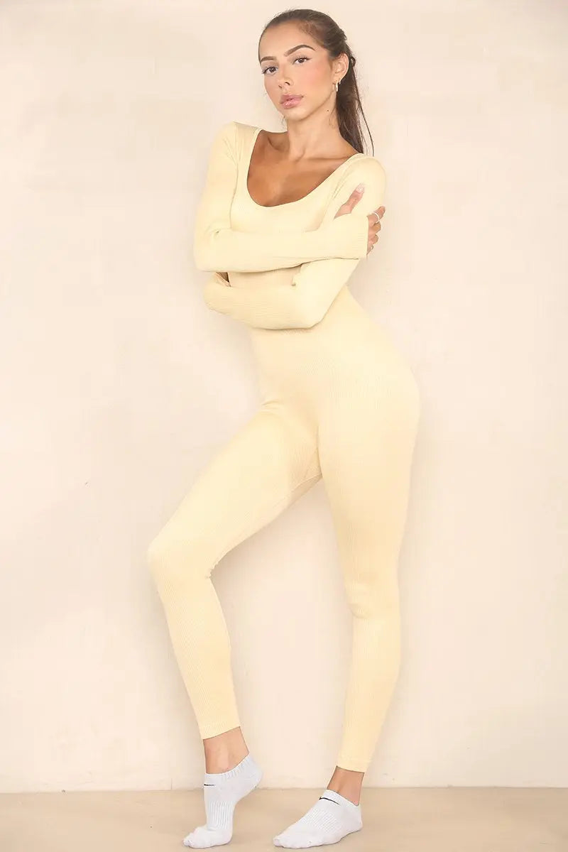 Seamless U-Neck Shaping Jumpsuit – Long Sleeve