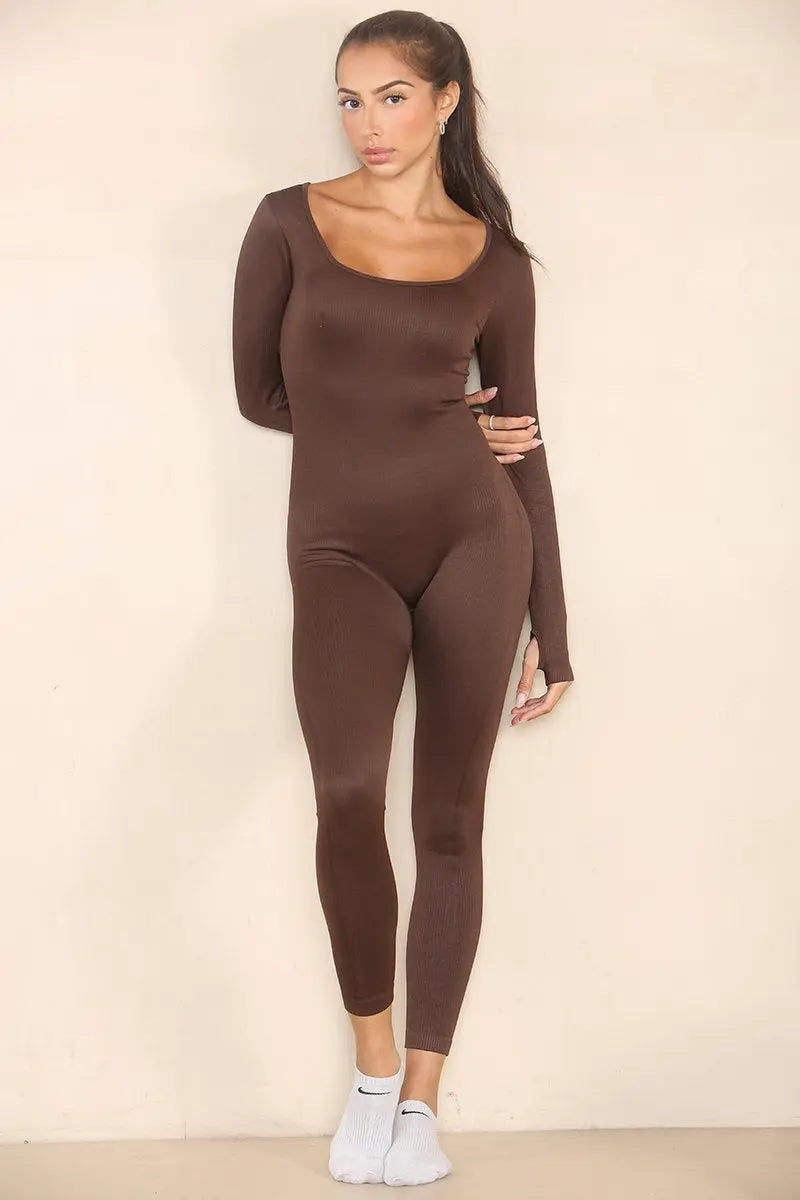 Seamless U-Neck Shaping Jumpsuit – Long Sleeve