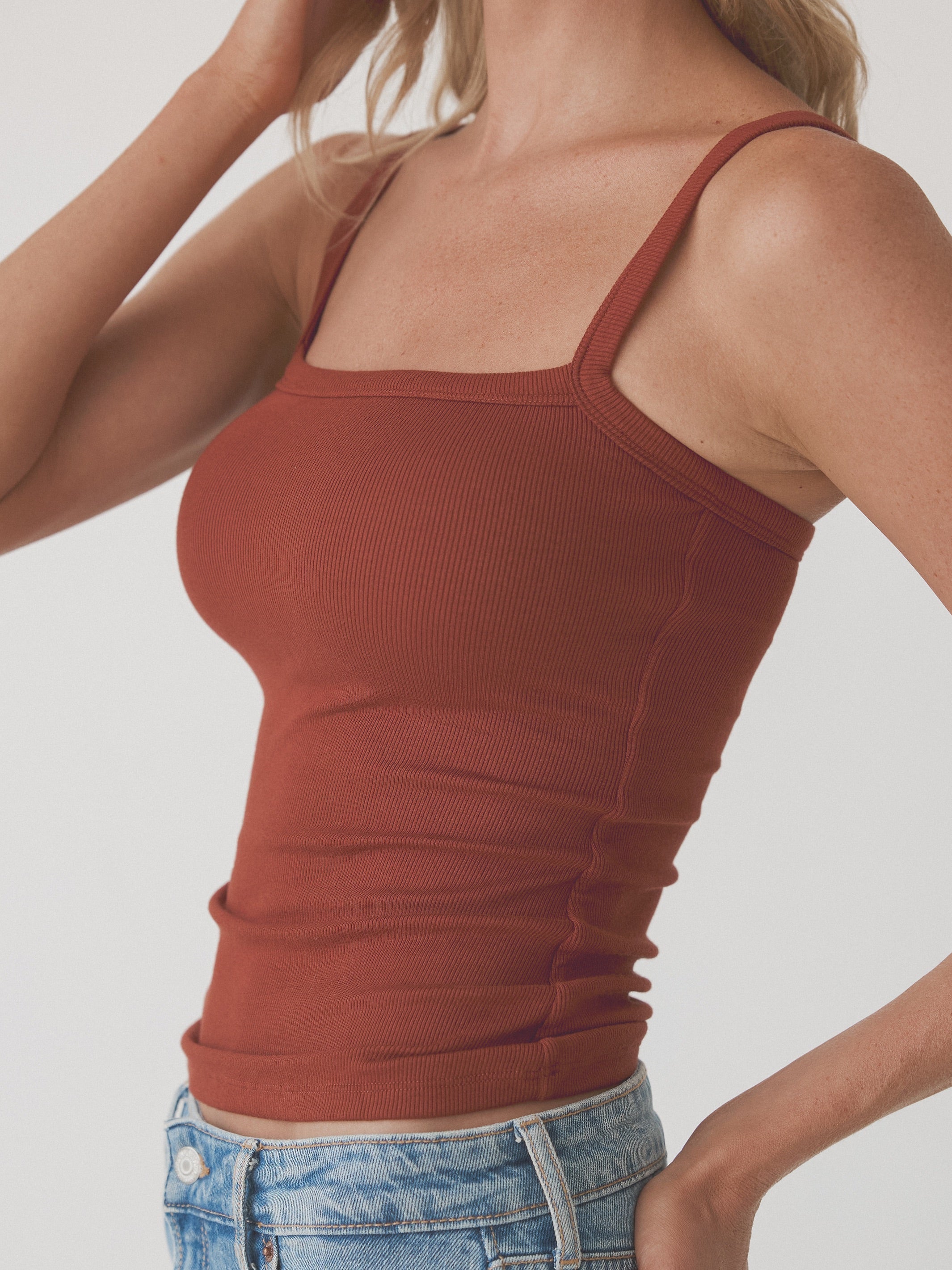 Ribbed Square Neck Brami β Full-Length Fit