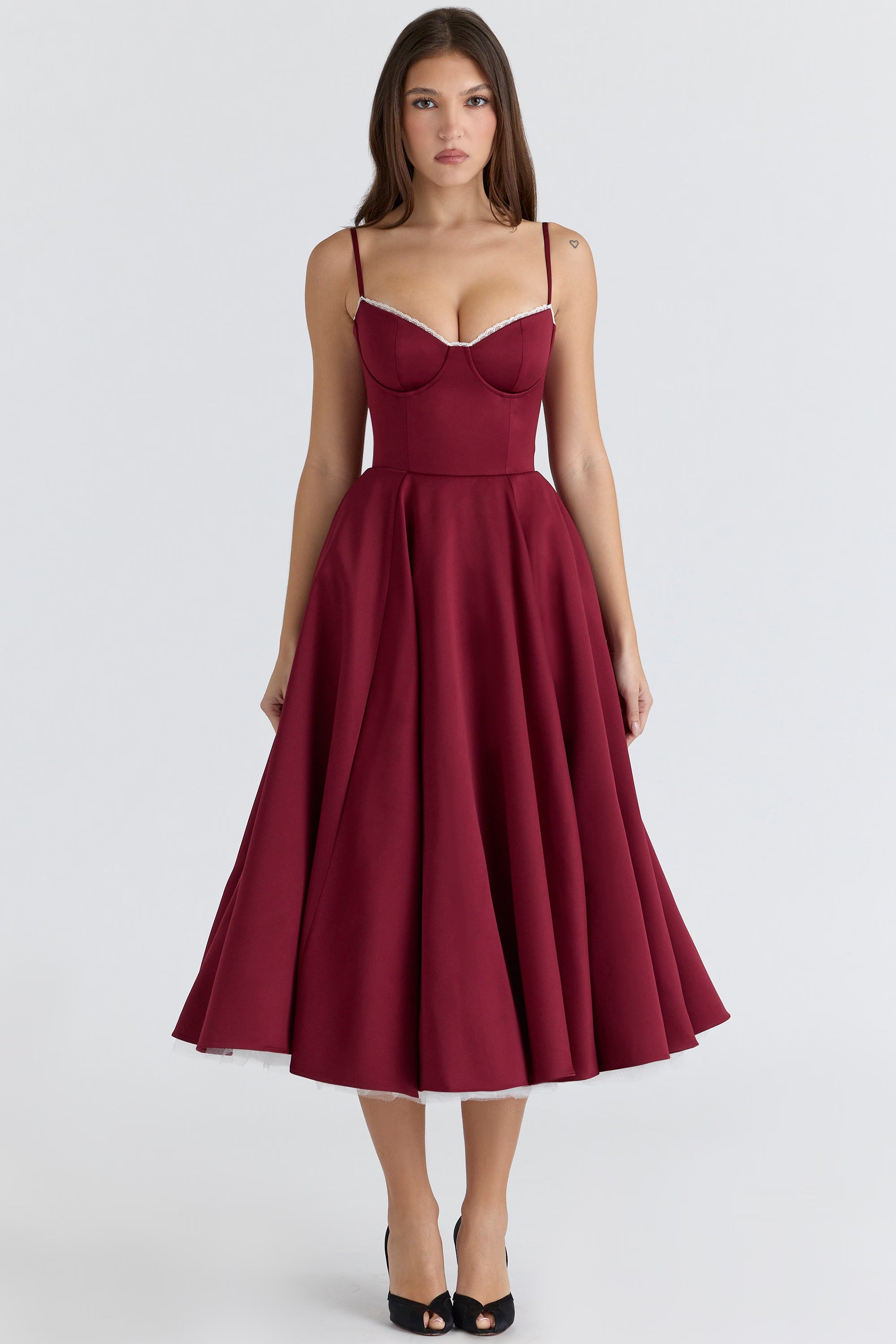 Mademoiselle Midi Dress - Burgundy