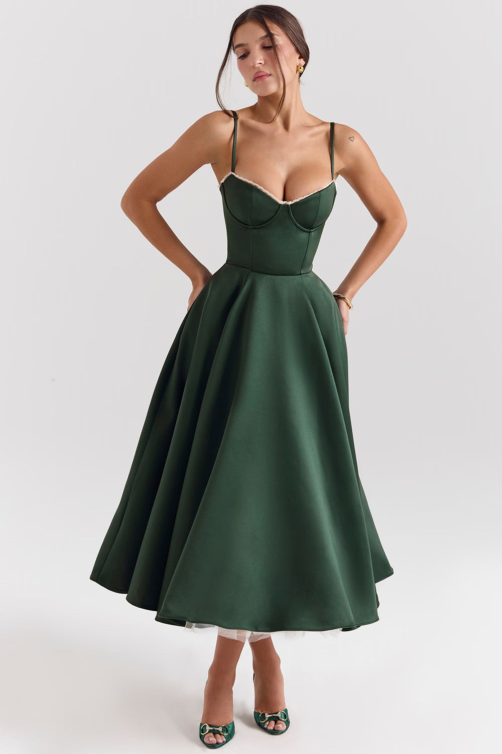 Mademoiselle Midi Dress - Forest Green