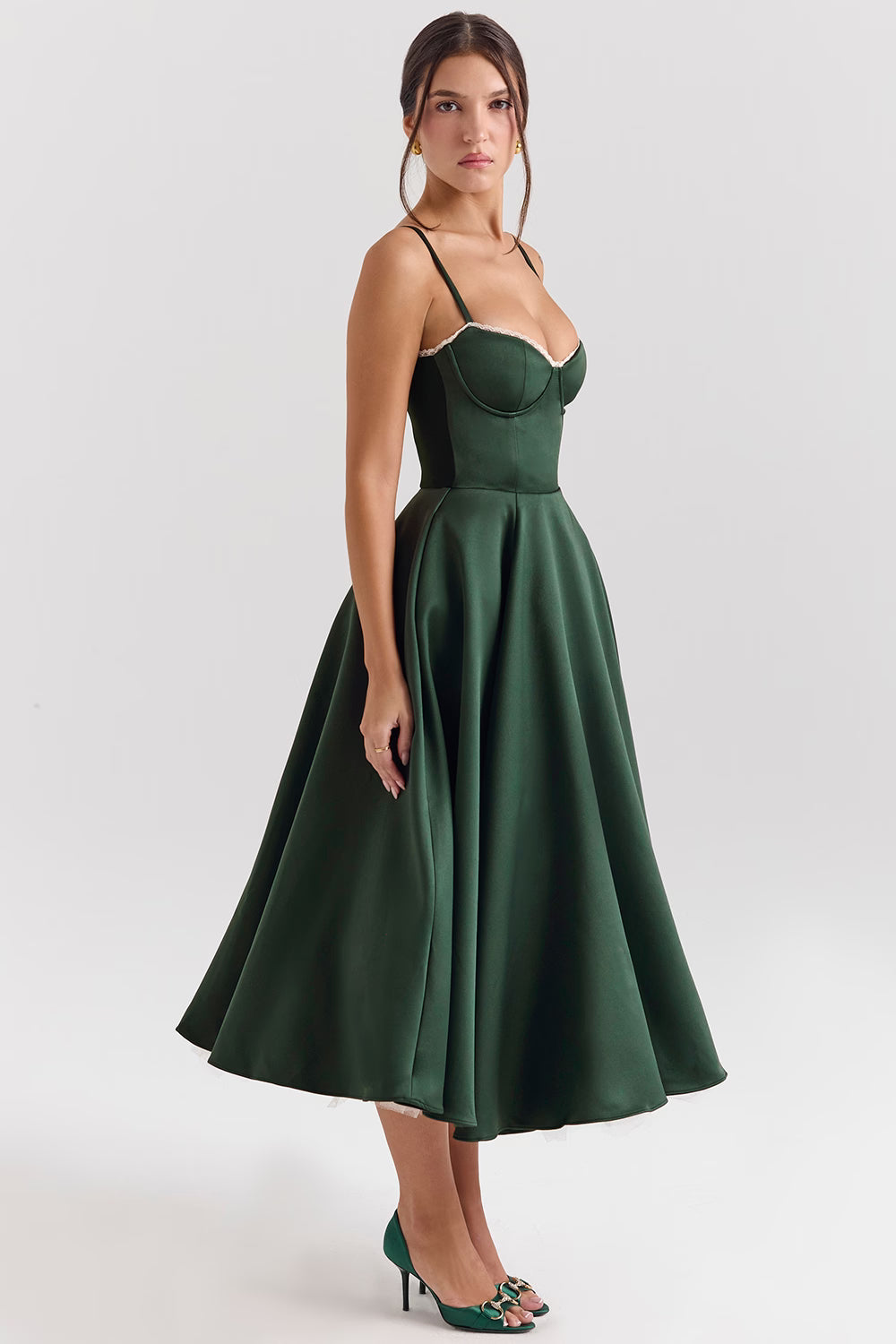 Mademoiselle Midi Dress - Forest Green