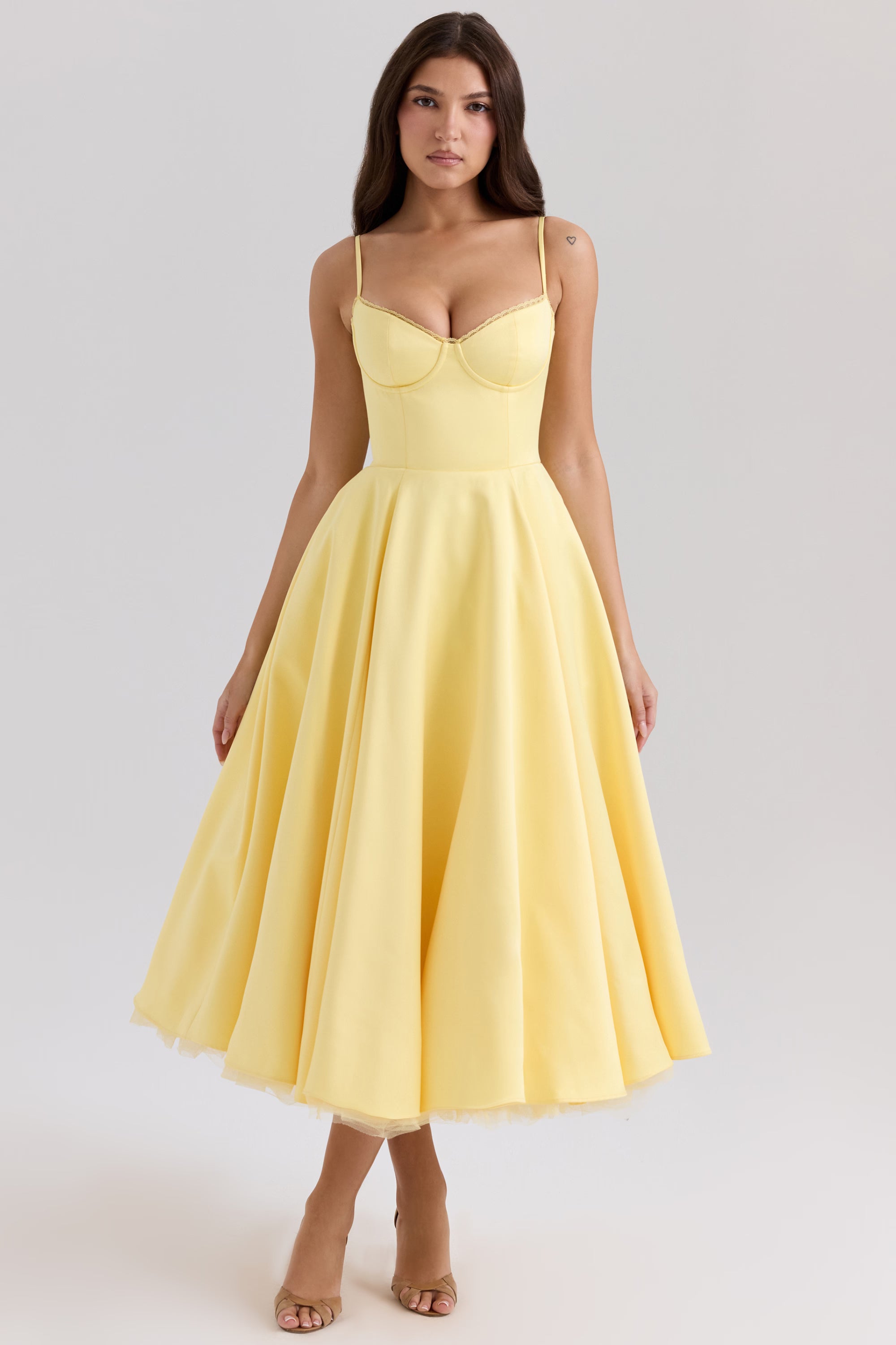 Mademoiselle Midi Dress - Lemon