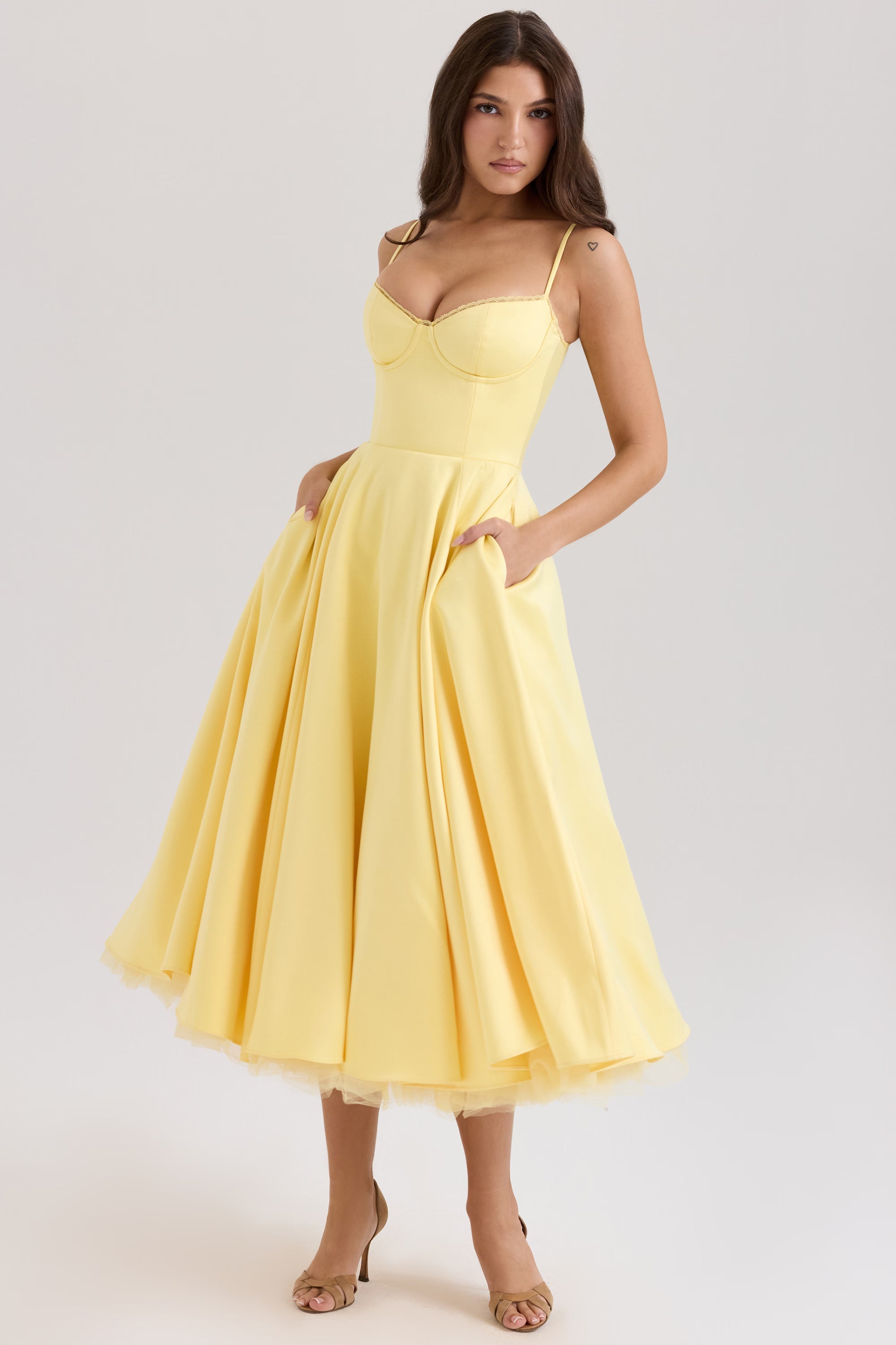 Mademoiselle Midi Dress - Lemon