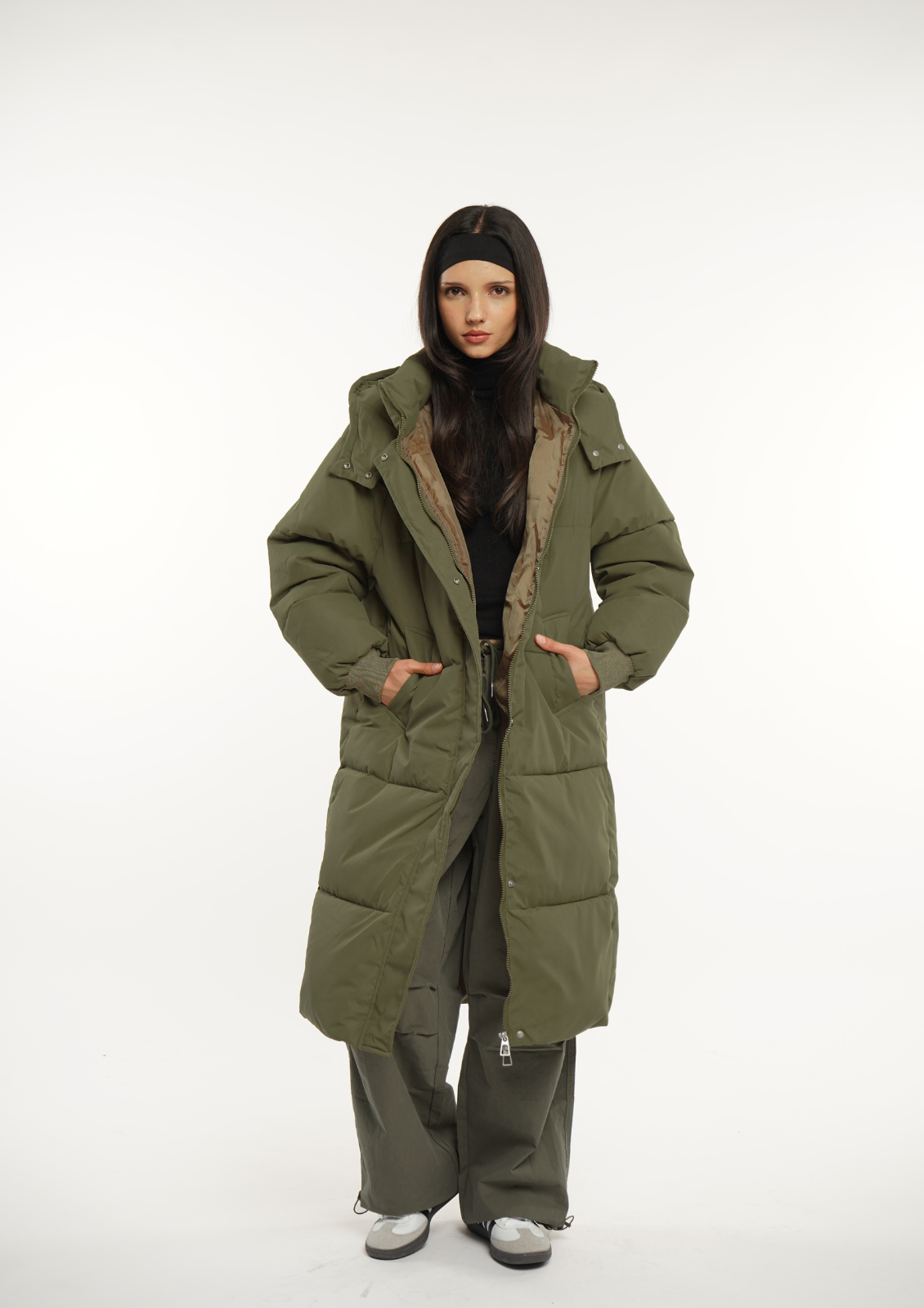 Hooded Long Puffer – Warm Hood & Deep Patch Pockets