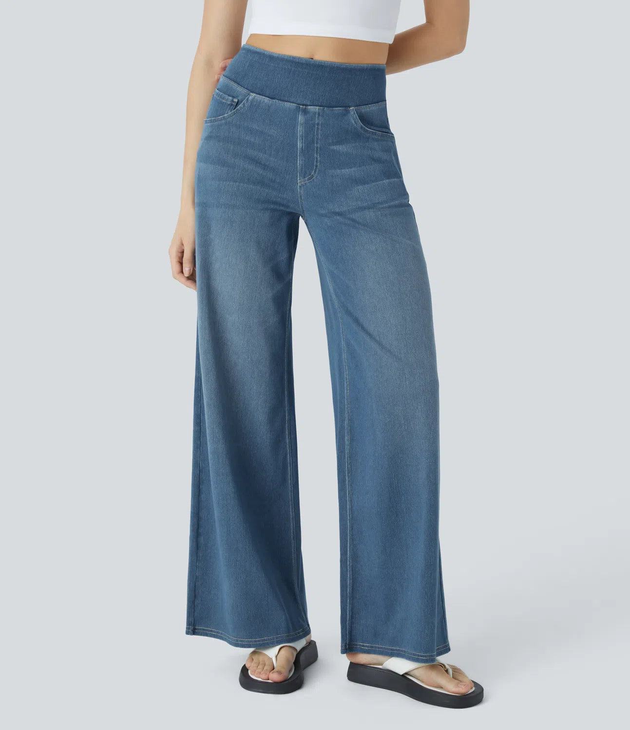 High-Waist Wide-Leg Jeans – Stretch Fit
