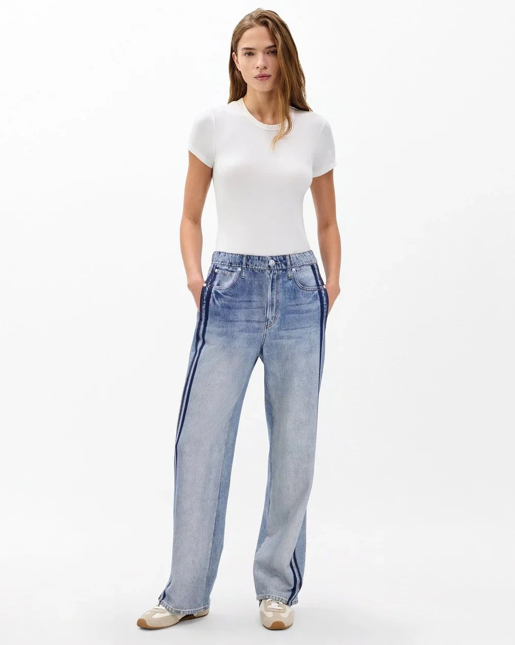 Two-Tone Sweat-Look Jeans – Vintage Wash