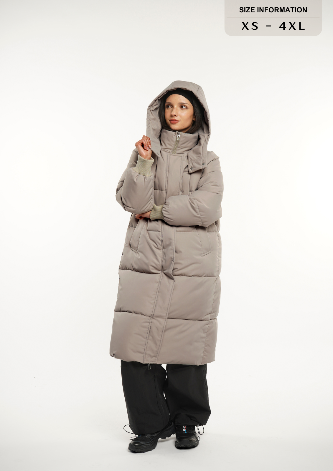 Hooded Long Puffer – Warm Hood & Deep Patch Pockets