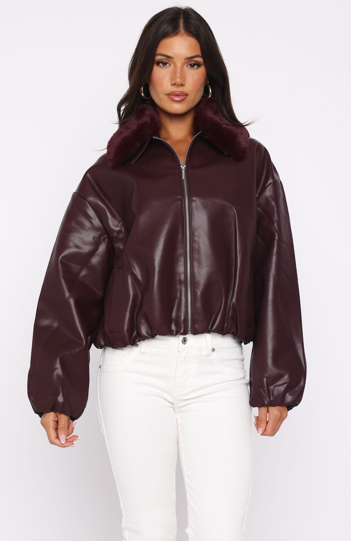 No Competition Pu Bomber Jacket