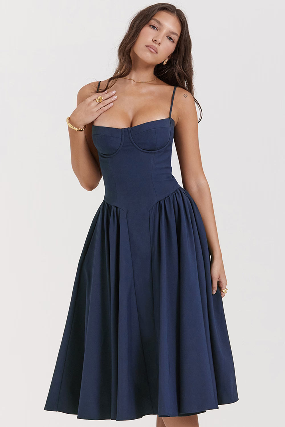 Samaria Midi Dress - Navy