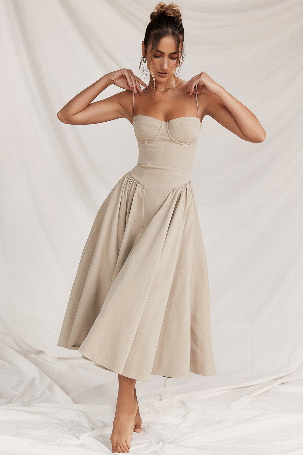 Samaria Midi Dress - Taupe