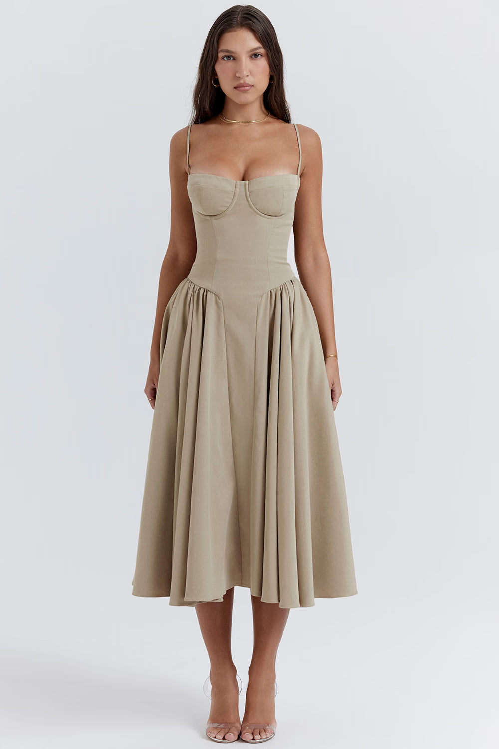 Samaria Midi Dress - Taupe