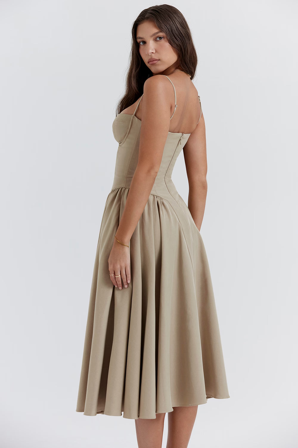 Samaria Midi Dress - Taupe
