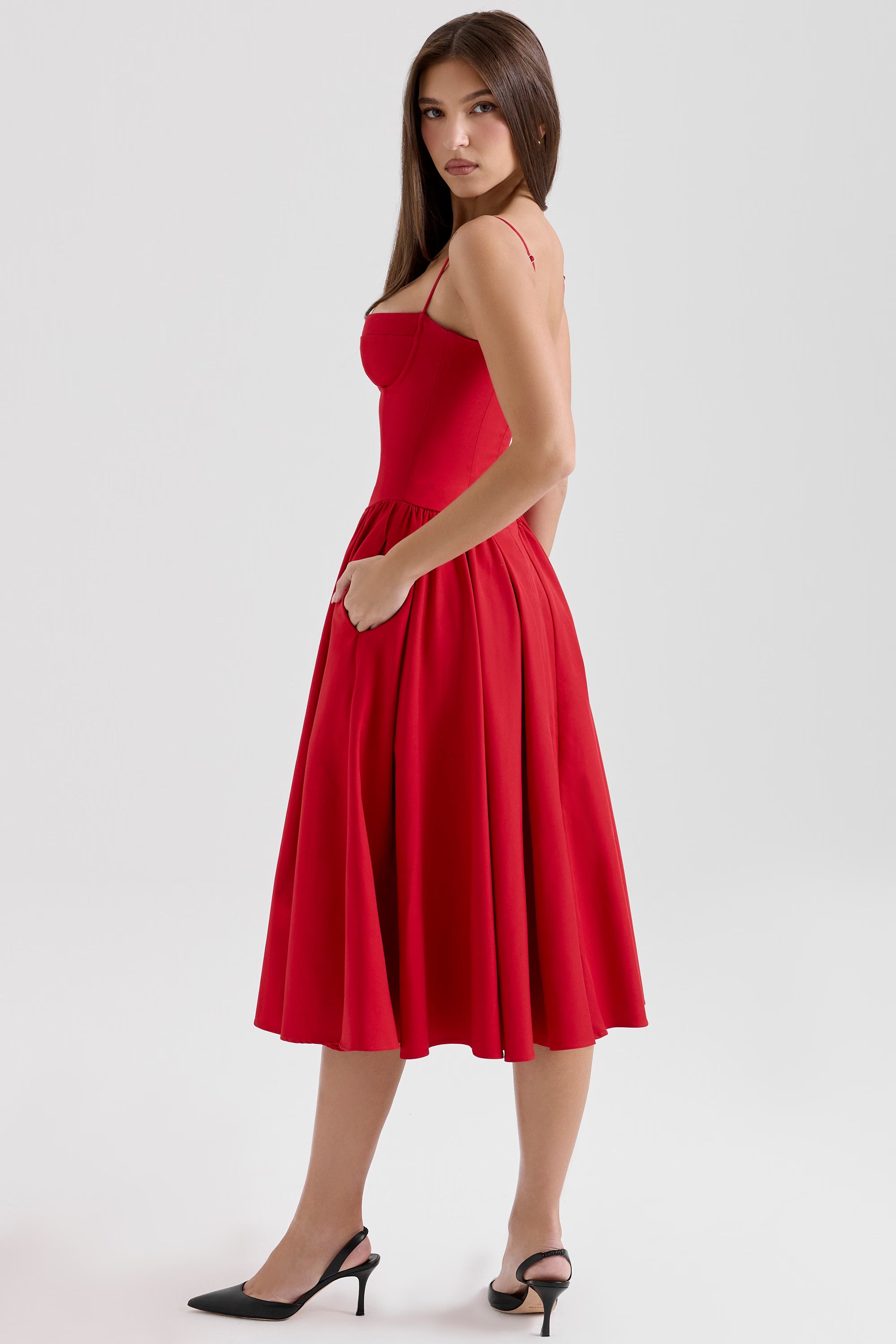 Samaria Midi Dress - Red