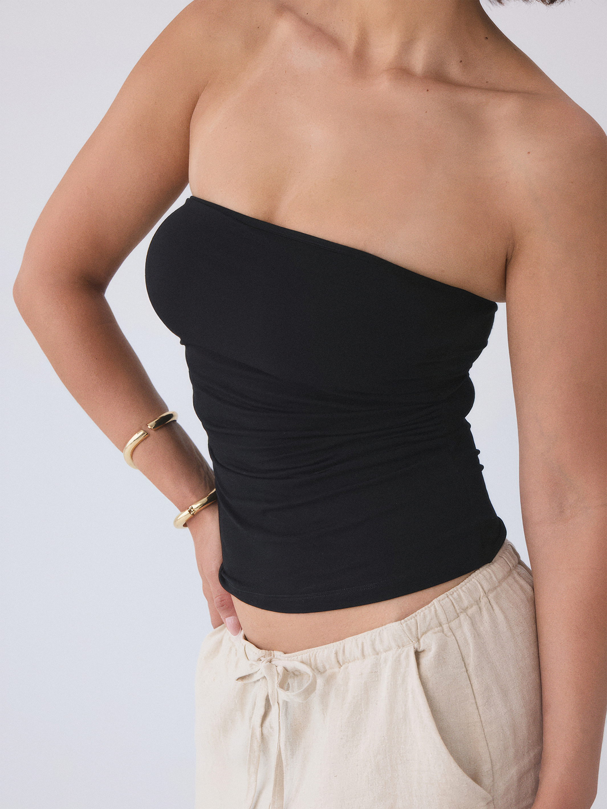 Ruched Strapless Tube Top β Compressive Fit