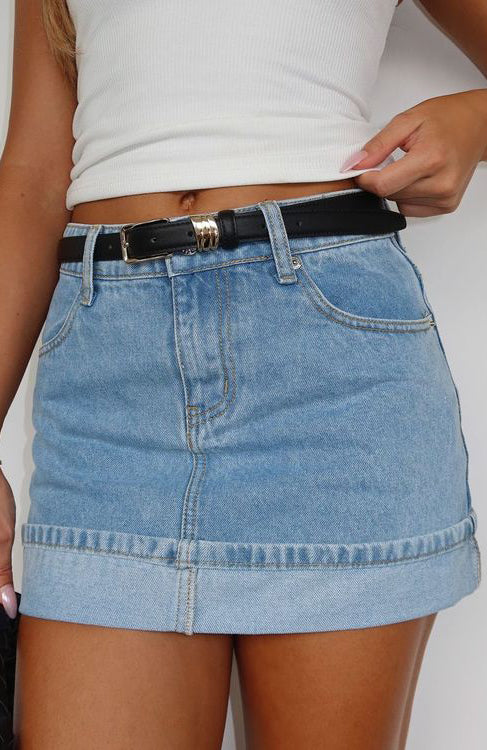 Charlotte Denim Mini Skirt Tan Wash